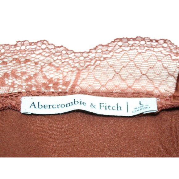 Abercrombie & Fitch Womens Large Brown Lace Trim Satin Camisole Y2K Feminine - Picture 5 of 7